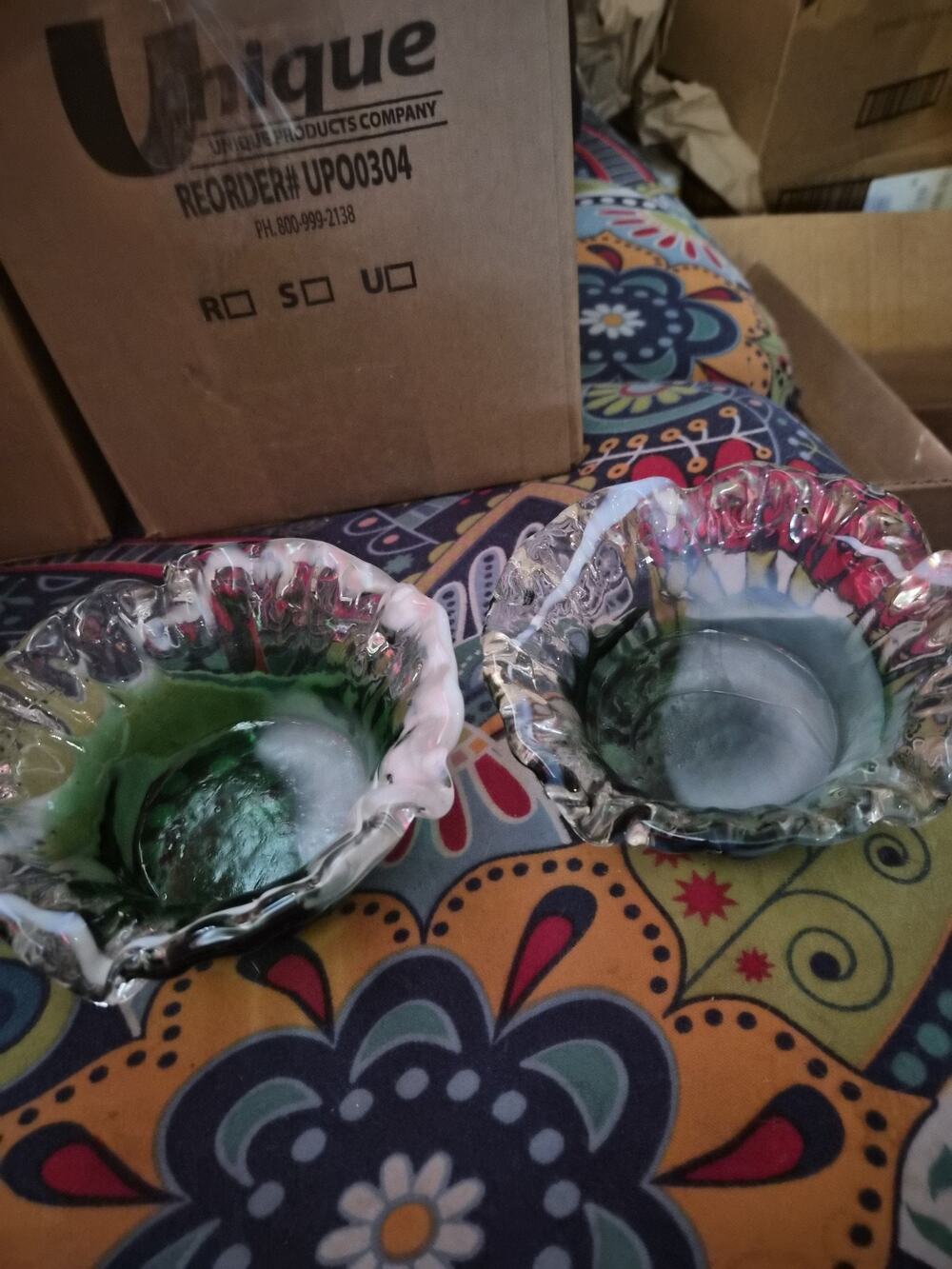 Vintage Murano MCM 2 Hand Blowen Glass Bowls In The Sommerso Techique In...